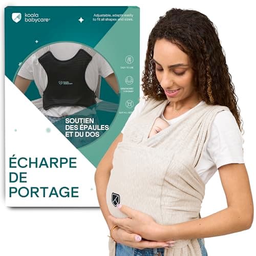 Koala Babycare Écharpe de portage facile à enfiler gris clair - Multifonctionnelle jusqu'à 9 kg - Unisex Design Enregist — Beige