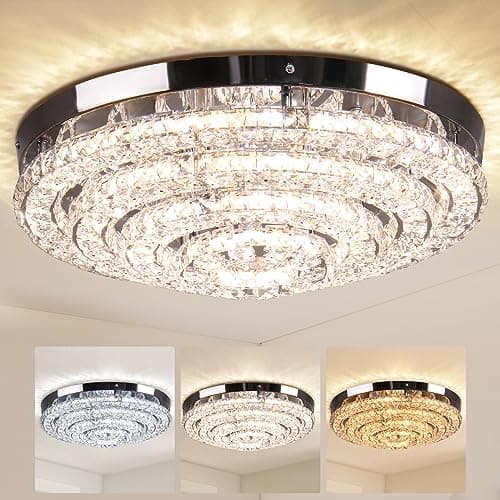 Cainjiazh Plumier de Plafond en Cristal LED 11,8 Pouces Lumineux pour Salle À Manger Hall D'Entrée Niveaux Dimmableavec — 1234-round-dimmable