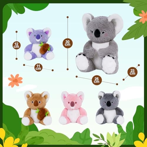 OUOZZZ Ensemble de Peluches Koala - Maman de 30 cm avec BébésMiniatures - Jouet Doux pour Enfants Boys and Girls