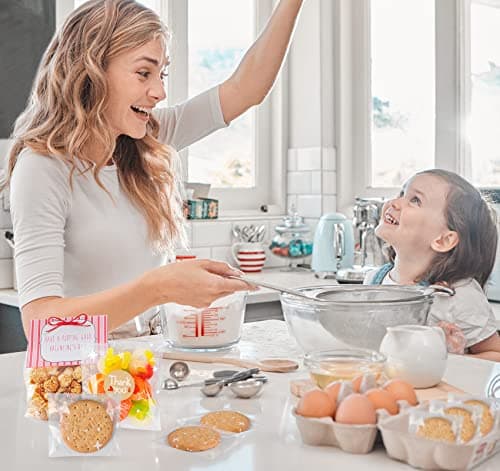 ilauke Pochettes OPP Transparentes 200 Sachets + 200 Autocollants Étoiles et Cercles, 2 Tailles pour Boulangerie & Pâtis