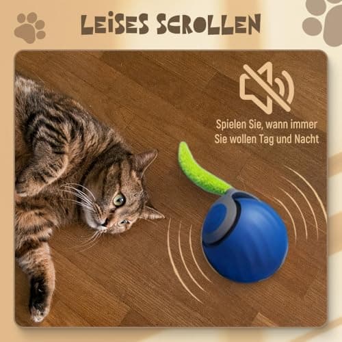 GMTEO Jouet Interactif pour Chats Bleu, Nouveau Jouet Balle avec Queue Peluche,Intelligent pour Chat Intérieur