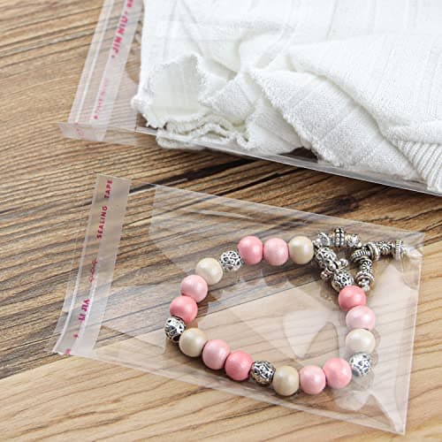RUBY Lot de 200 sachets transparents en cellophane plastique avec fermeture adhésive pour alimentation 8 x 12 cm