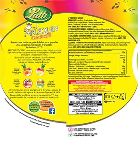 Lutti Arlequin Cocktail 320g - Garniturenette Organique, Sans Gluten, Pour Gâteaux de Fête et Cadeaux de Noël