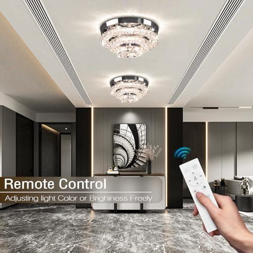 Cainjiazh Plumier de Plafond en Cristal LED 11,8 Pouces Lumineux pour Salle À Manger Hall D'Entrée Niveaux Dimmableavec