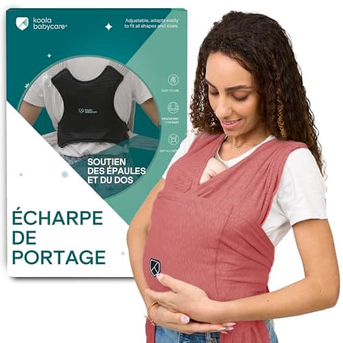 Koala Babycare Écharpe de portage facile à enfiler gris clair - Multifonctionnelle jusqu'à 9 kg - Unisex Design Enregist — Bordeaux