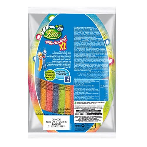 Lutti Goûts Acidulés de Fraise, Pomme, Framboise et Pêche Fili-Tubs, 180 g pour Enfants à Porter Partout, Goûts Fraîches