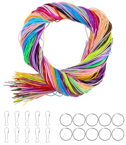 Kureny Scooby Doo 200 Bâtons Scoubidou Fil Elastique Cordon pour Créatives Porte-Clés et Colliers