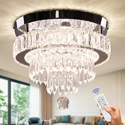 Cainjiazh Plumier de Plafond en Cristal LED 11,8 Pouces Lumineux pour Salle À Manger Hall D'Entrée Niveaux Dimmableavec — 30cm-dimmable