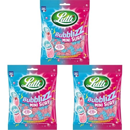 LUTTI Bubblizz Mini Surf 180g (Lot de 3) - Bubblizz Légères - Pack de 3 Mini Sucreries Saines