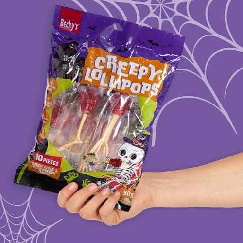 Becky’s Creepy Lollipops 90g – Sucettes d'Halloween effrayantes pour enfants – Bonbons individuellement emballés, à part