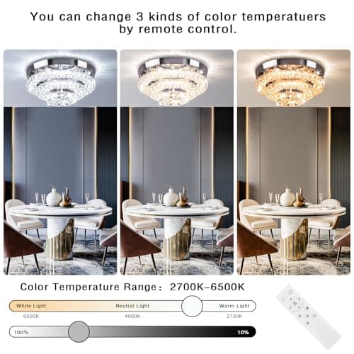 Cainjiazh Plumier de Plafond en Cristal LED 11,8 Pouces Lumineux pour Salle À Manger Hall D'Entrée Niveaux Dimmableavec
