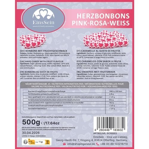 Bonbons Mariage Coeurs Rose-Rouge-Blanc 500g | Pièce par Paquet 140 | Décoration Table Mariage | Cadeaux D'Accueil Baptê