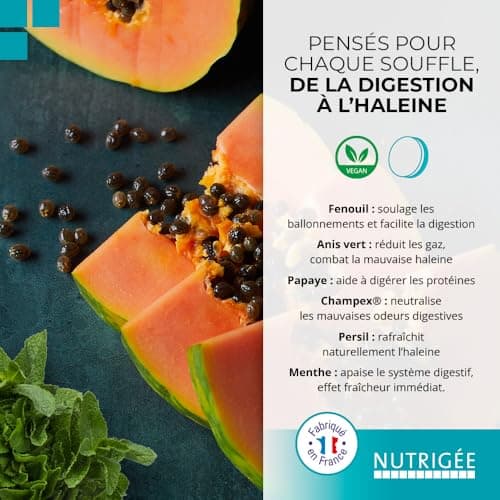 NUTRIGÉE Digest Haleine Mauvaise Haleine & Digestion | Neutralise Odeurs Buccales & Gaz Intestinaux 14 Comprimés Fabriqu