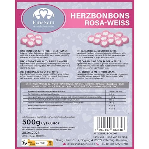 Bonbons mariage de cœur rose-blanc | 500g | 140 pièces dragées cœur | décoration de table mariage baptême anniversaire c