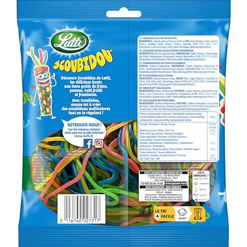 Bonbons gélifiés Scoubidou, saveurs variées, kids, fête des enfants, saveurs fruitées, 200g, gâteaux à partager