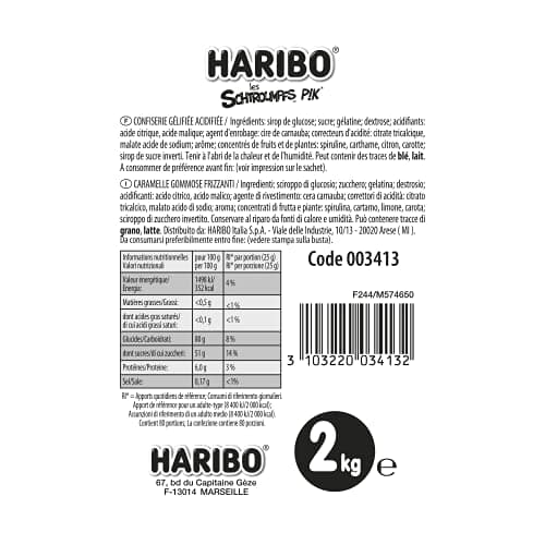 HARIBO Schtroumpfs Pik Bonbons Gélifiés et Acidulés | Pour Enfants | Festivals et Cinéma | Goûts Divers | 2 kg Vrac