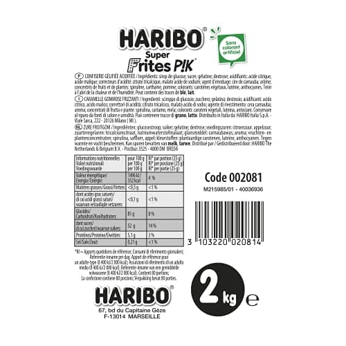 HARIBO Super Frites Pik Crispiennes | Poids Lourd 2kg | Pour Enfants et Famille | Bons de Goût | Snack Salé Individuel