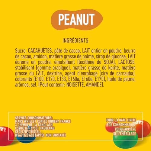 M&M'S Bonbons Chocolat au Lait et Cacahuètes - Certification Rainforest Alliance - 3 Sachets de 45g
