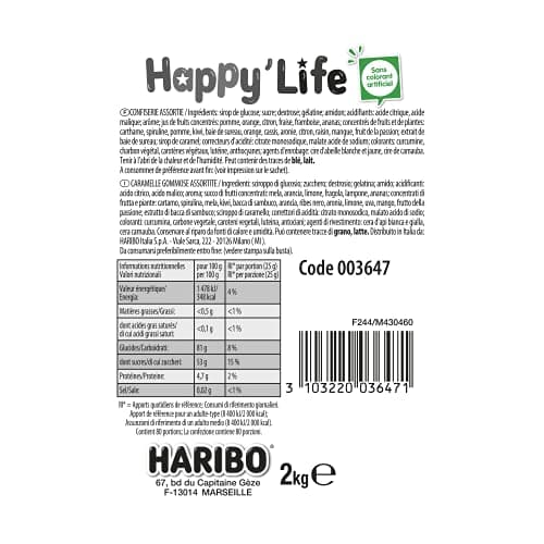 HARIBO Assortiment de Bonbons Gélifiés pour Adults en Vrac, 2kg - Happy Life
