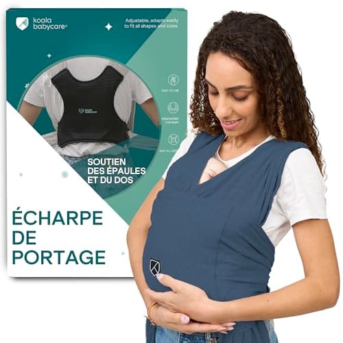 Koala Babycare Écharpe de portage facile à enfiler gris clair - Multifonctionnelle jusqu'à 9 kg - Unisex Design Enregist — Bleu Foncé