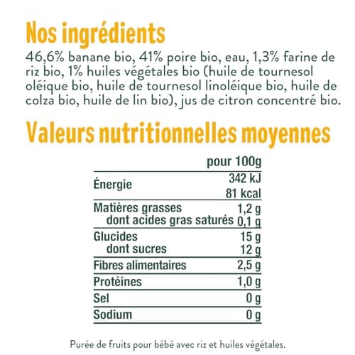 GOOD GOÛT - Petit déjeuner poire pour bébé - Sans sucres ajoutés - Format nomade - 10x70g