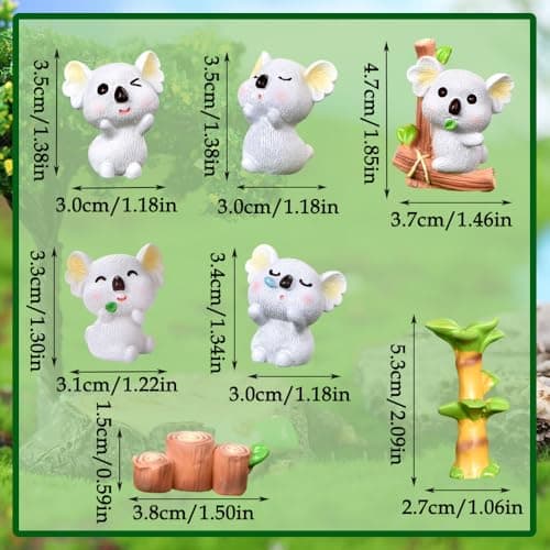 Silars Mini Koala Figurine pour Gateau, Miniature Résine Koala Ornement pour Table Ornement Paysage Décor, Idéal pour Bi