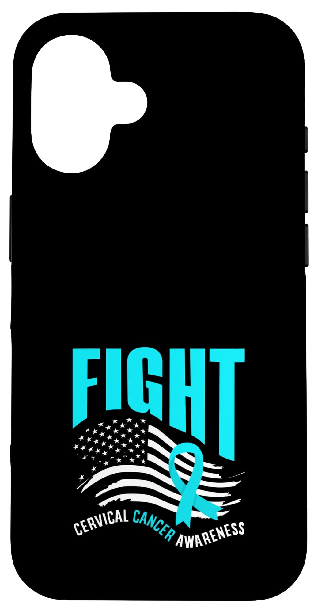 Coque iPhone 16 Ruban de Soutien Bleu Sarcelle Lutte Contre le Cancer du Col de l'Uterus Hot Key Case Charity iPhone Cov