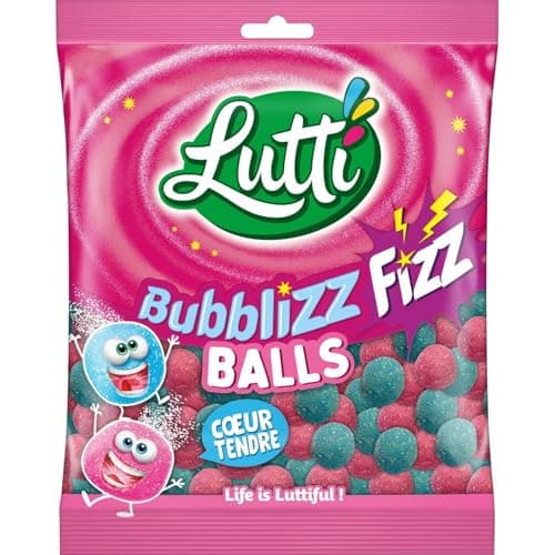Bubblizz Balls - Bonbons Acidulés Croquants au Fruit, Snacks Sucrés en Lot de 4 (180g)