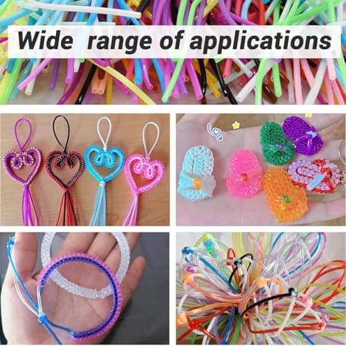 200 Scoubidou Fil Multicolores avec Clés USB et Crochets pour Créer Bracelets/Collants (20 Couleurs, Parfaits pour Enfan