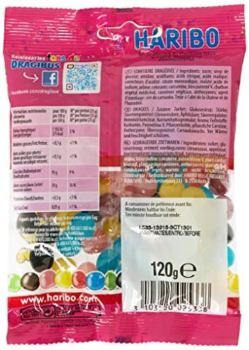 Haribo Dragibus 120 g - Chewing Gum Sans Sucres, Goût Pomme, Bonbon Enfants
