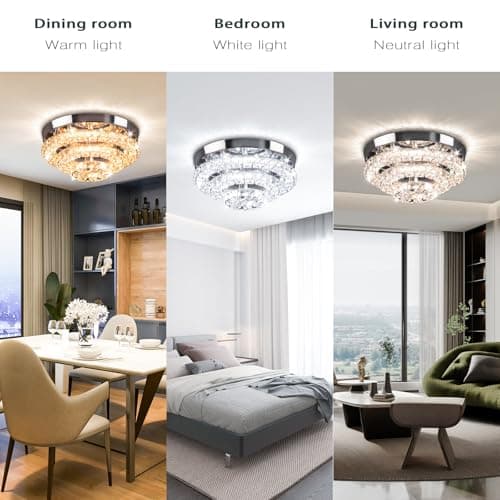 Cainjiazh Plumier de Plafond en Cristal LED 11,8 Pouces Lumineux pour Salle À Manger Hall D'Entrée Niveaux Dimmableavec