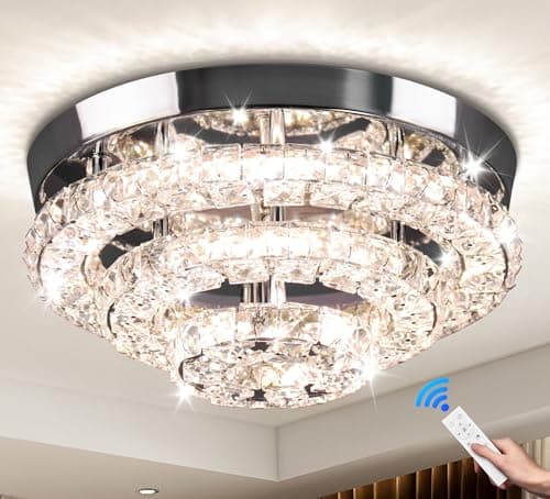 Cainjiazh Plumier de Plafond en Cristal LED 11,8 Pouces Lumineux pour Salle À Manger Hall D'Entrée Niveaux Dimmableavec