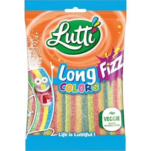 LUTTI Long Fizz Colors 180g pour Ados et Adultes en Parties de Printemps et d'été