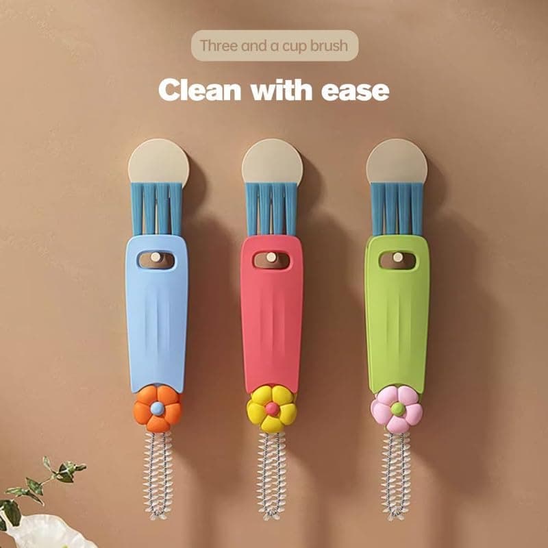 Nettoyage Multifonction 3 en 1 Brosse Couvercle Tasse Bouteille (Vert)