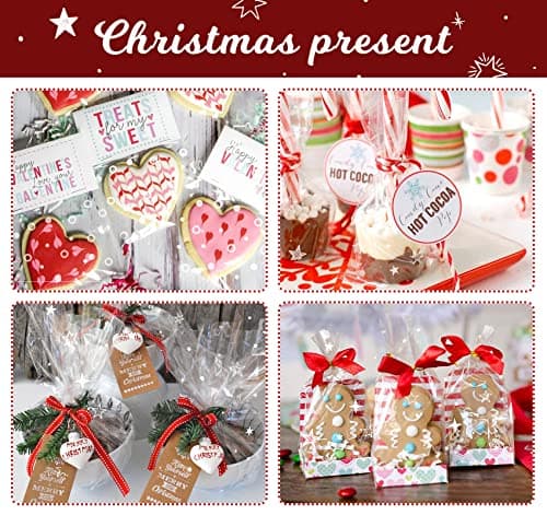 ilauke Pochettes OPP Transparentes 200 Sachets + 200 Autocollants Étoiles et Cercles, 2 Tailles pour Boulangerie & Pâtis