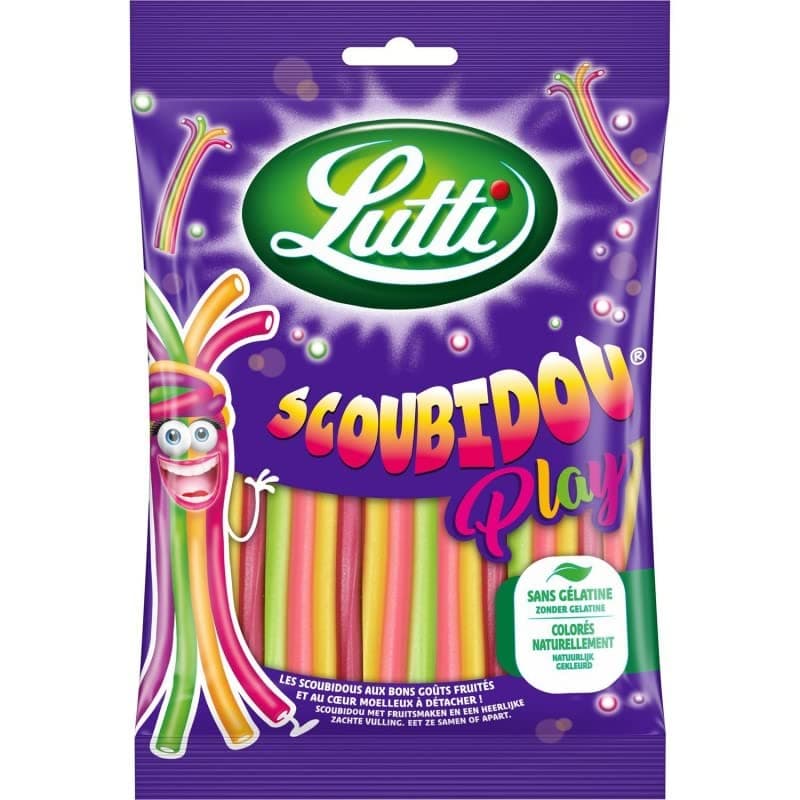 LUTTI - Bonbons Scoubidou Play Gourmands - 4 X 180g de Sucrerie Délicieuse à Déguster en Famille - Délicatesse Sucrée