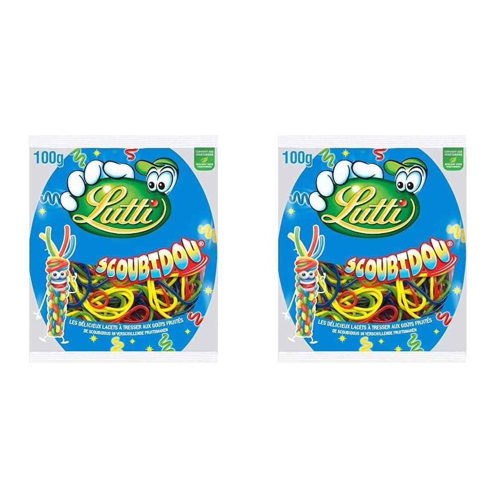Lutti Scoubidou Bonbons 100 g pour Enfants en Cadeau d'Anniversaire Sorbets Fruités Lot de 2