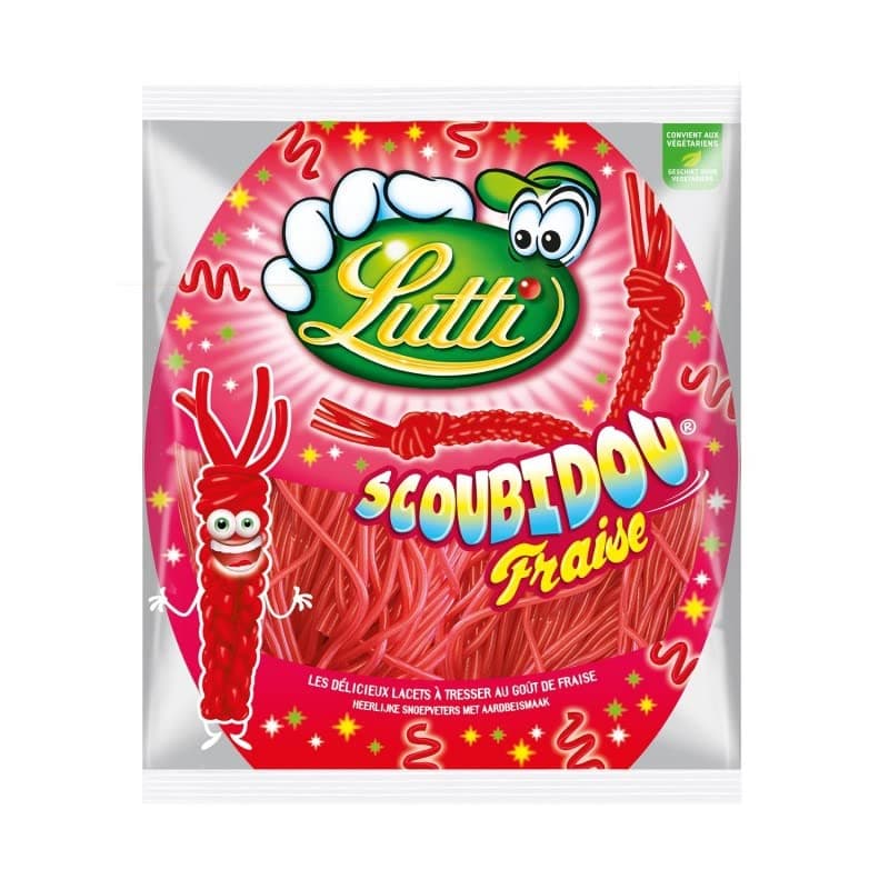 LUTTI - Gummies Fraise Acides - Bonbons Intenses au Goût Fruité - 4 x 200g pour Fêtes et Snacks - Lot de 4