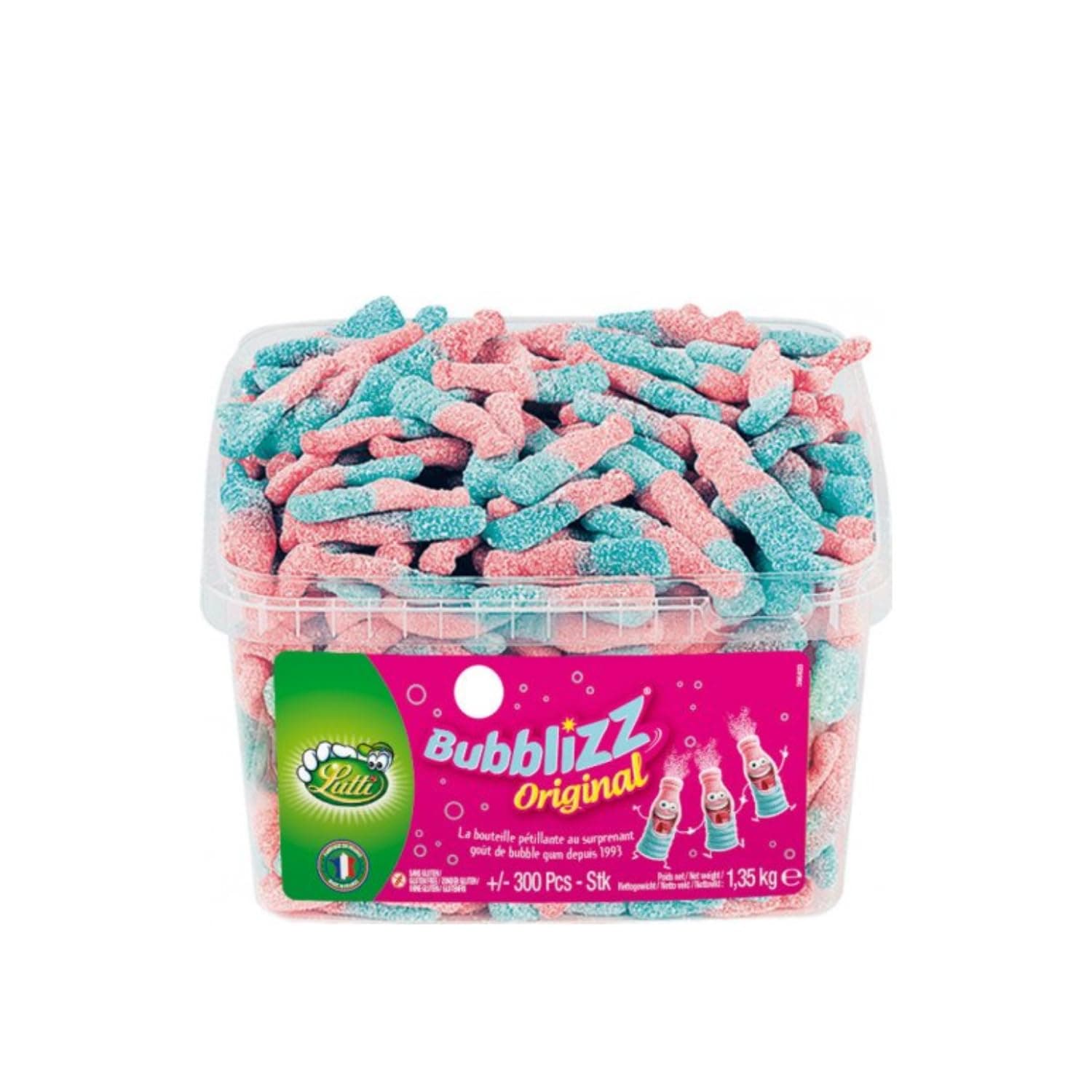 Bubblizz LUTTI Confiserie gélifiée - 300 pièces pour enfants - fêtes en extérieur - fraîcheur longue durée - boîte en pl