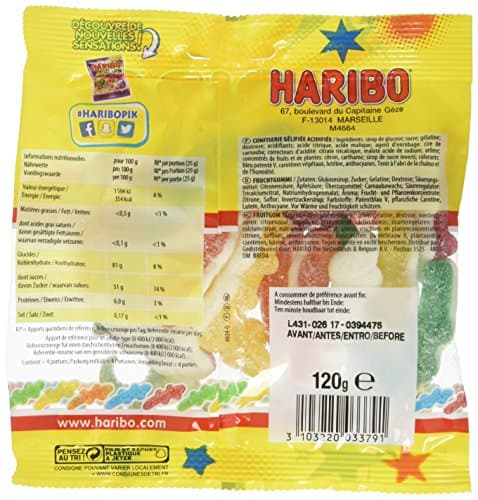 Haribo Croco Pik - Bonbons acides 120 g pour enfants à l'école