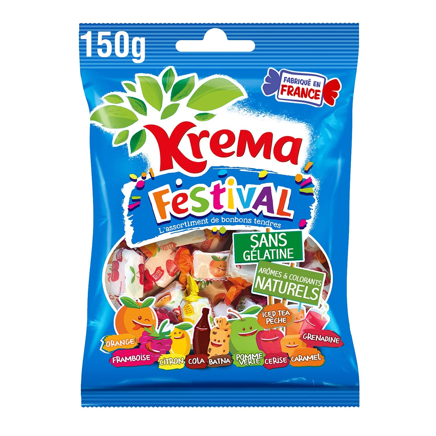 Krema Bonbon Festival - Caramels Artisanaux pour Fêtes et Partys - 150g (Emballage Variable)