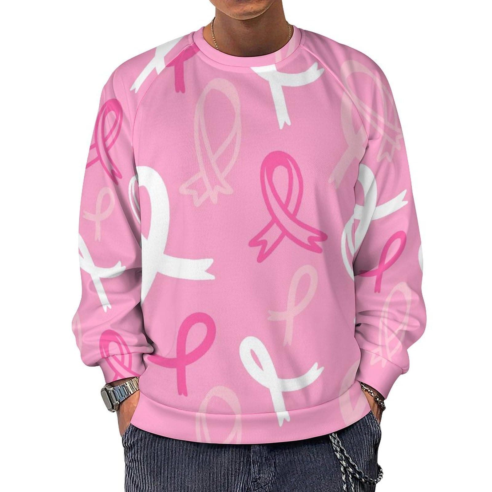 Sweat-shirt VOSERY à col ronds contre le cancer du sein pour homme, pull tendance et décontracté, pull longues manches p