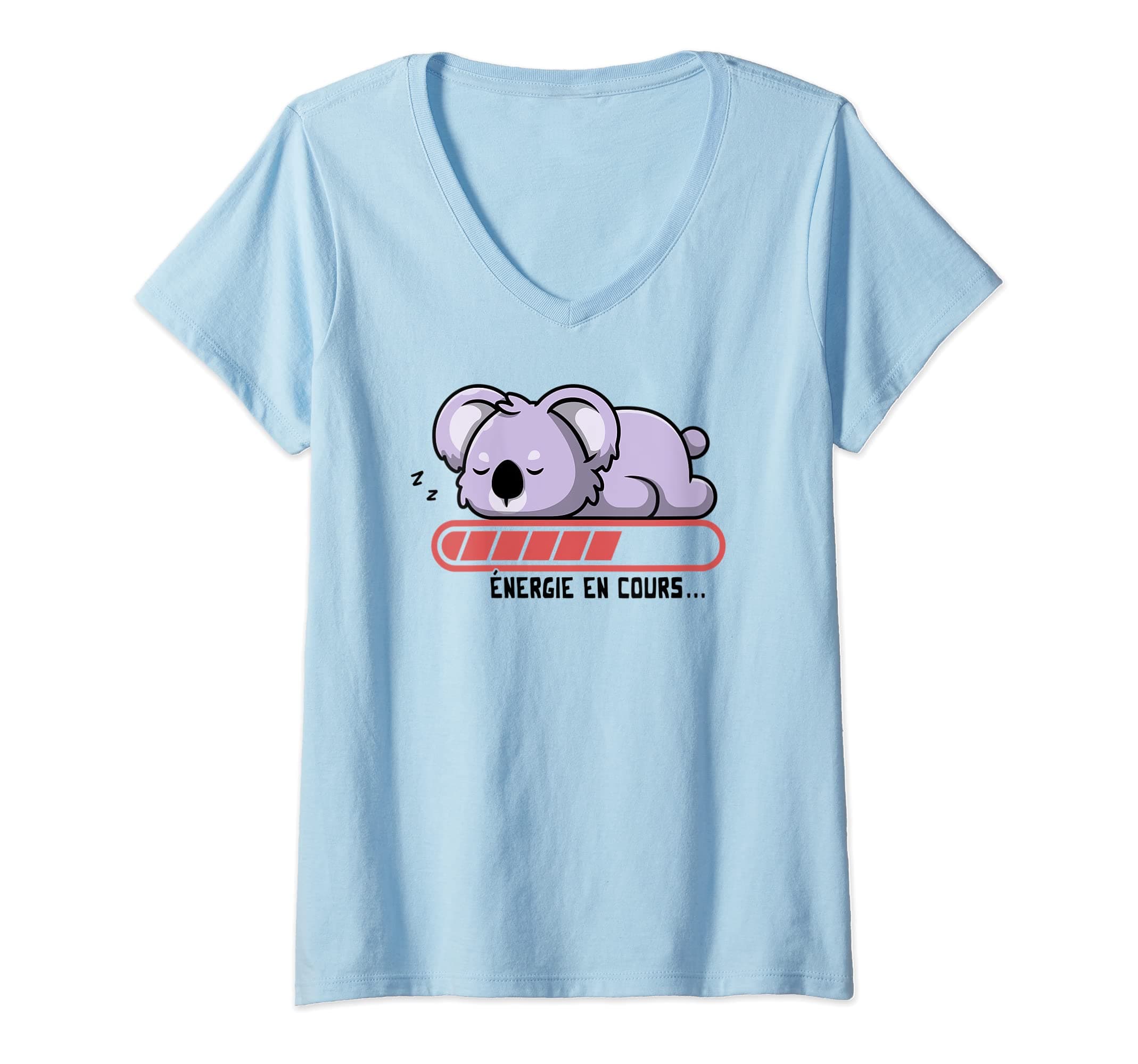 T-Shirt Koala Humour pour Femme et Fille - Sommeil et Sieste - Col en V