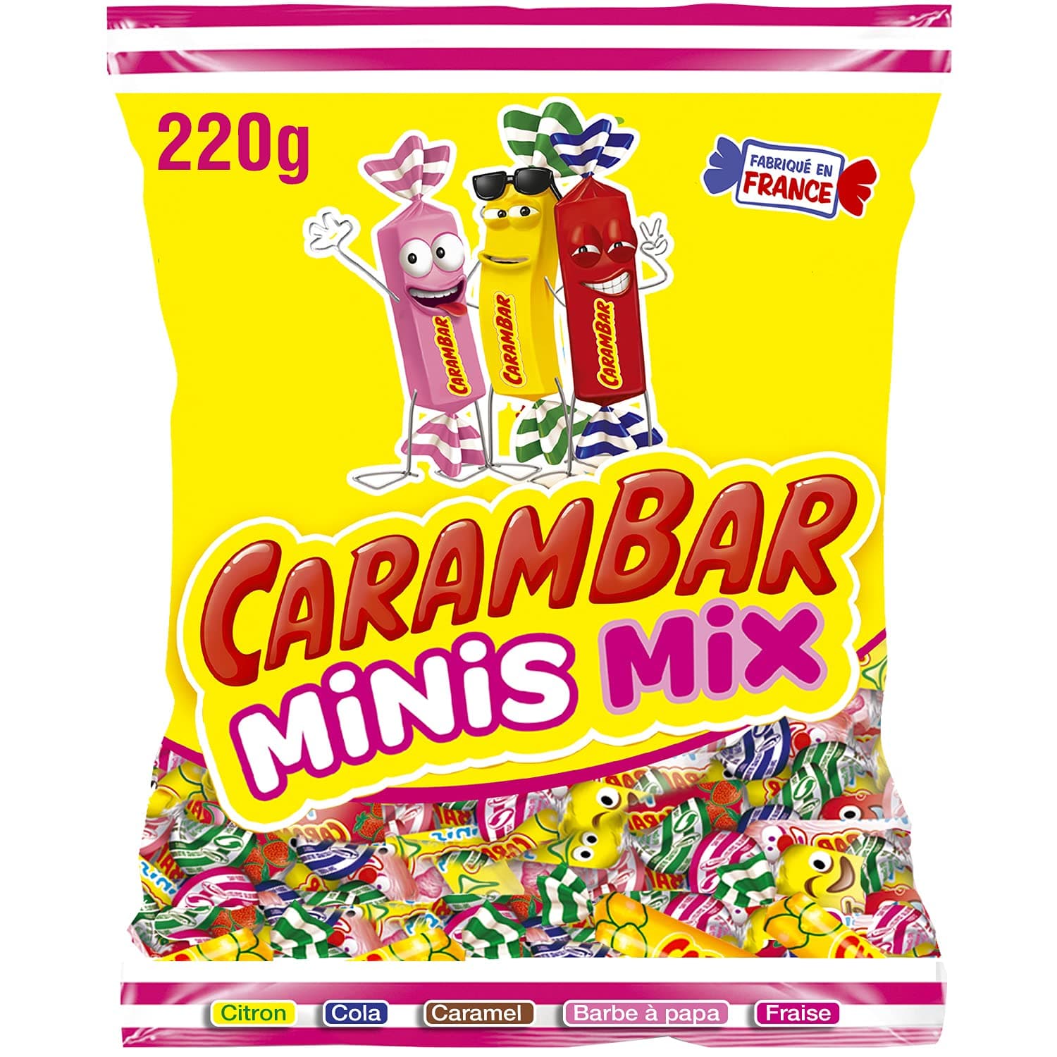 Carambar Bonbons Mix Mini 220 g - Gourmandises sucrées multicolores & multiples saveurs pour les amateurs de confiserie,