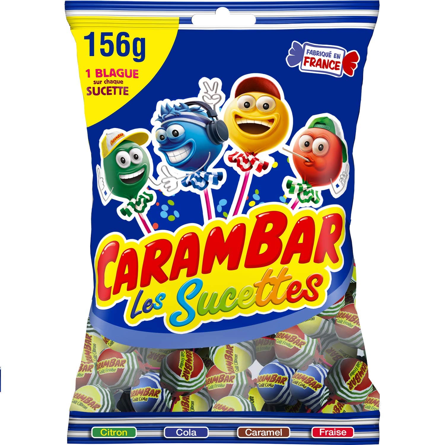 Carambar Bonbons Sucettes Familial 156g | Gourmandise Gustative | Enfants et Adults | Festivités et Pique-Niques | Arôme
