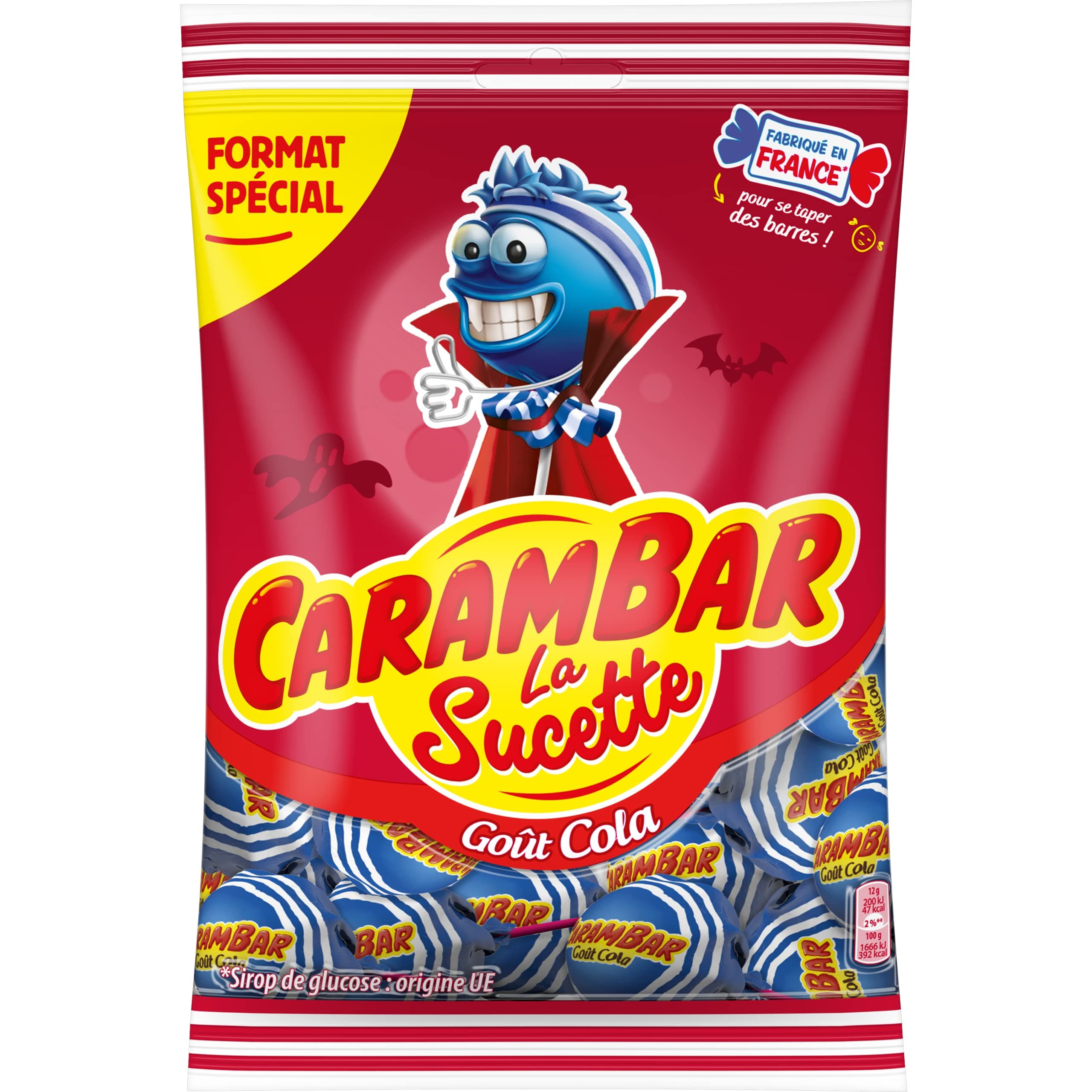 CARAMBAR Sucette Cola pour Enfants en Familie en Voyage Savoureuse et Additive Libre 204 g Sucettes au Cola Populaires