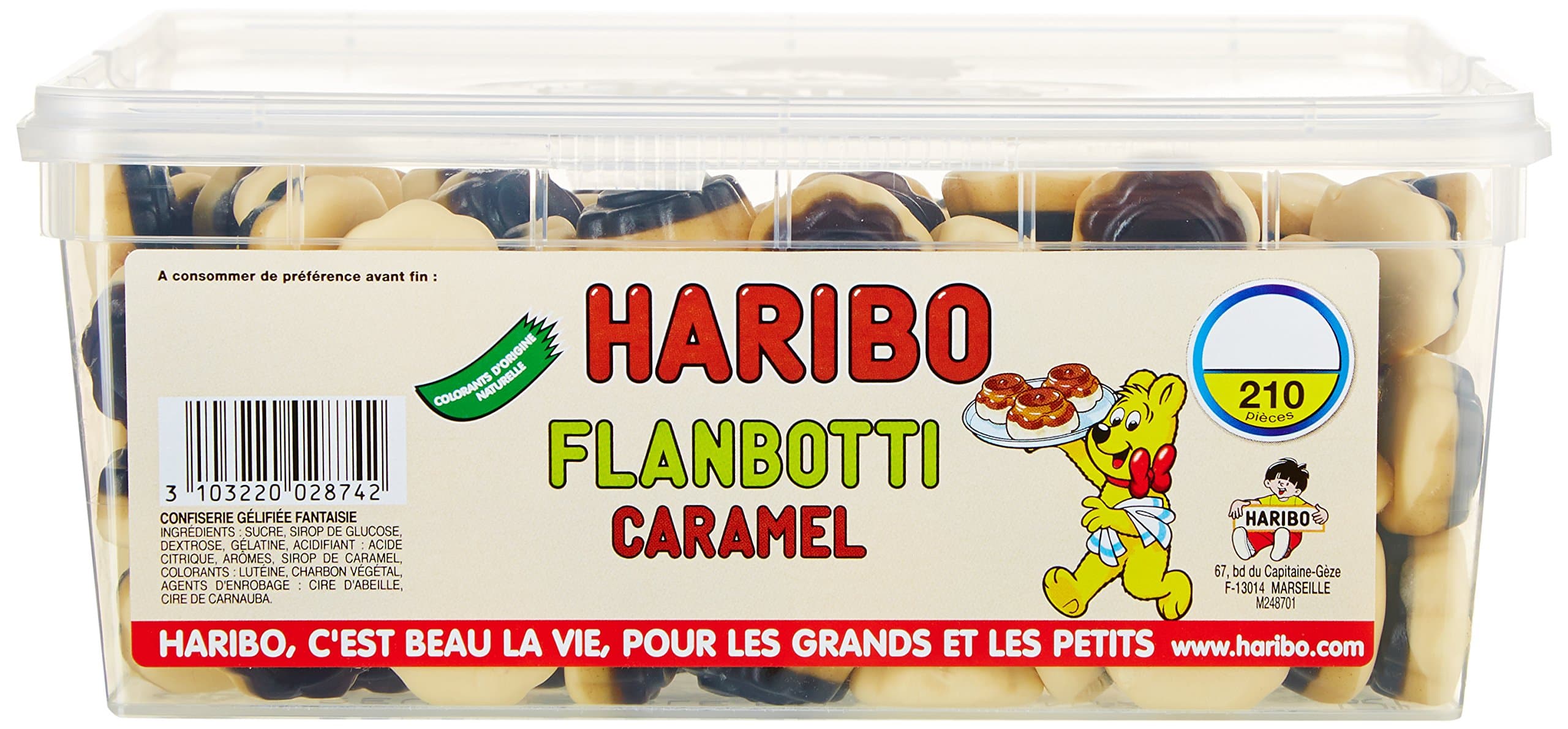 Haribo Bonbons Gelés Flanbotti Caramel 210 Pièces | 1,19 kg - Délices Sucrés pour Enfants et Ados | Boîte Parfaite pour