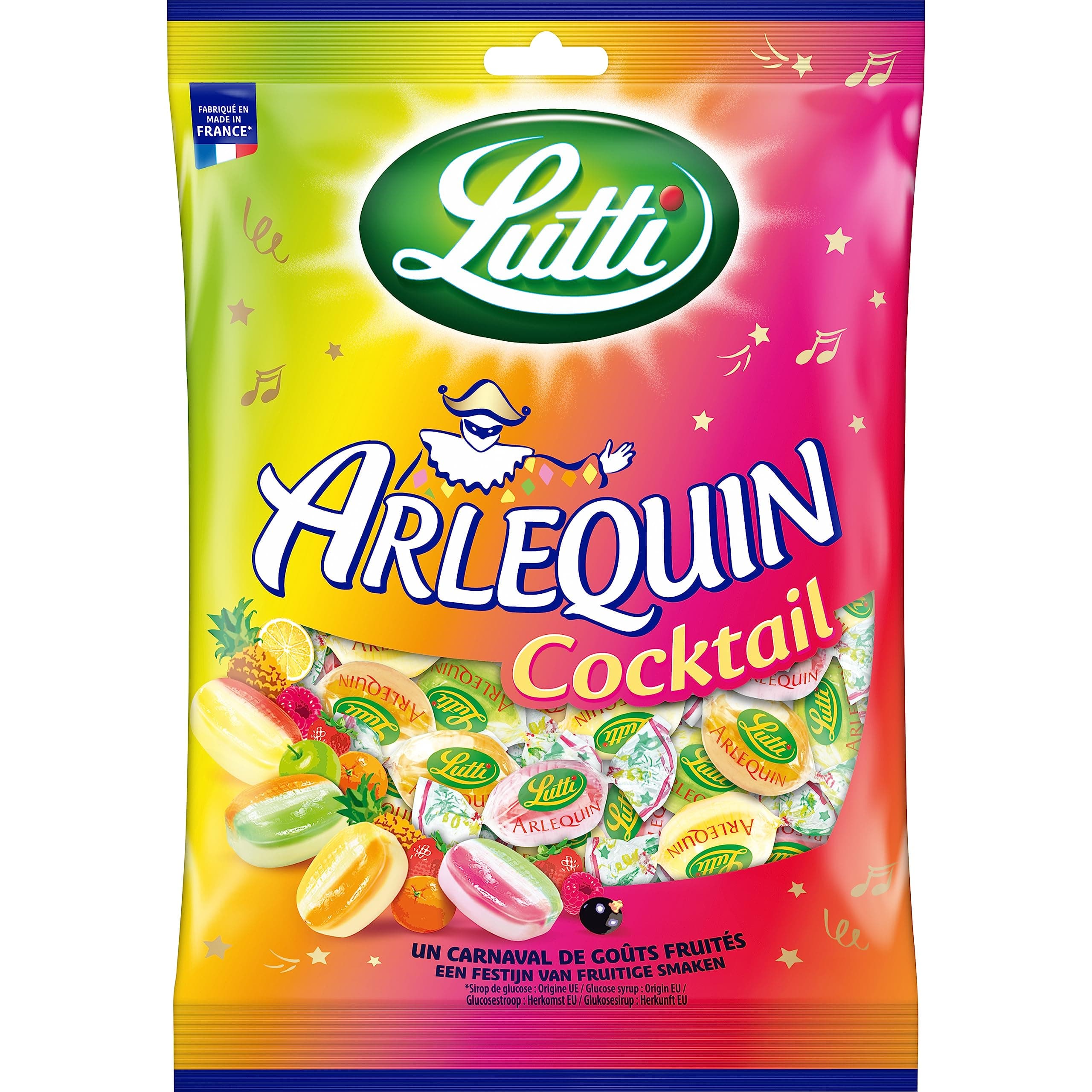 Lutti Arlequin Cocktail 320g - Garniturenette Organique, Sans Gluten, Pour Gâteaux de Fête et Cadeaux de Noël