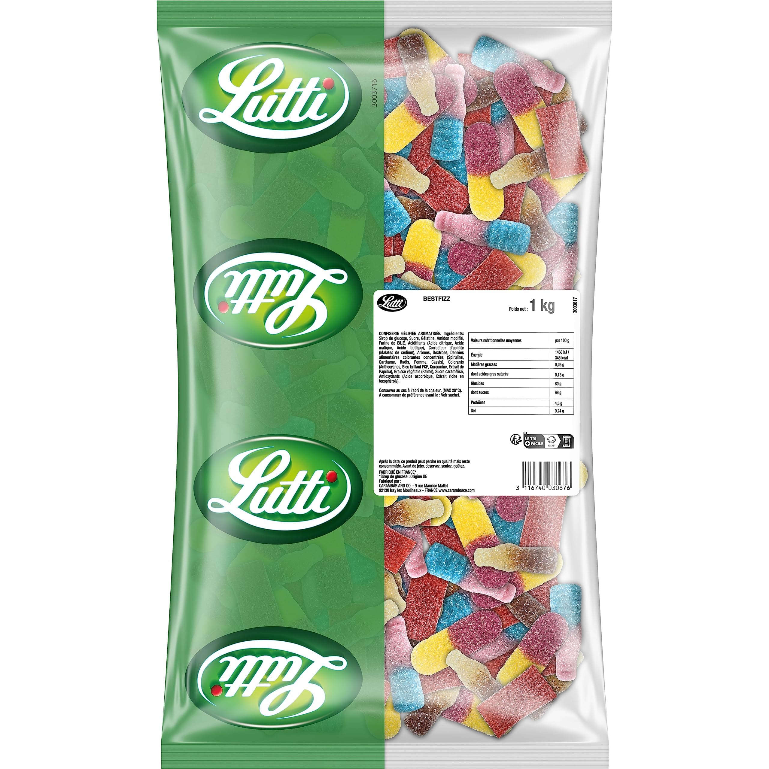 Bestfizz Assortiment 1kg - Organique Imitation Sucre pour Pâtisserie, Pack Grossiste - Lutti