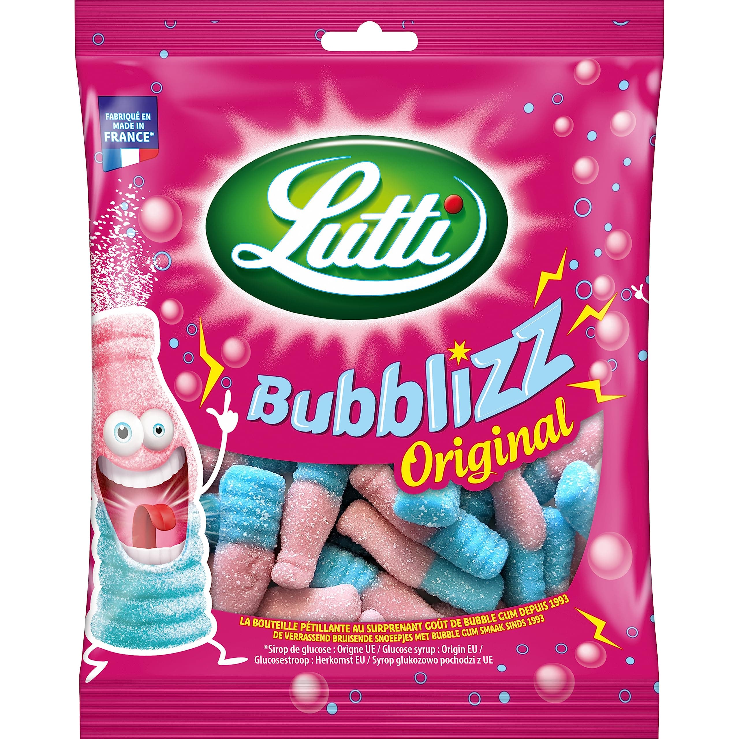 Lutti Bubblizz original 100 G pour enfants en famille lors des fêtes